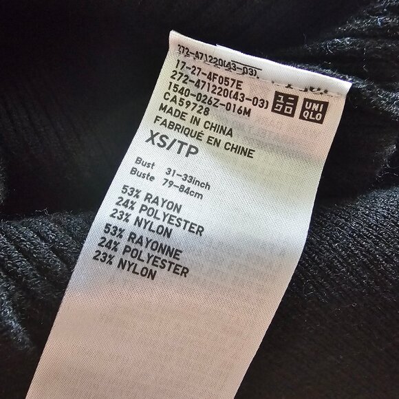 Uniqlo Washable Knit Ribbed Polo Sweater - 2024 - Black - Sz XS - NWT - Picture 5 of 13